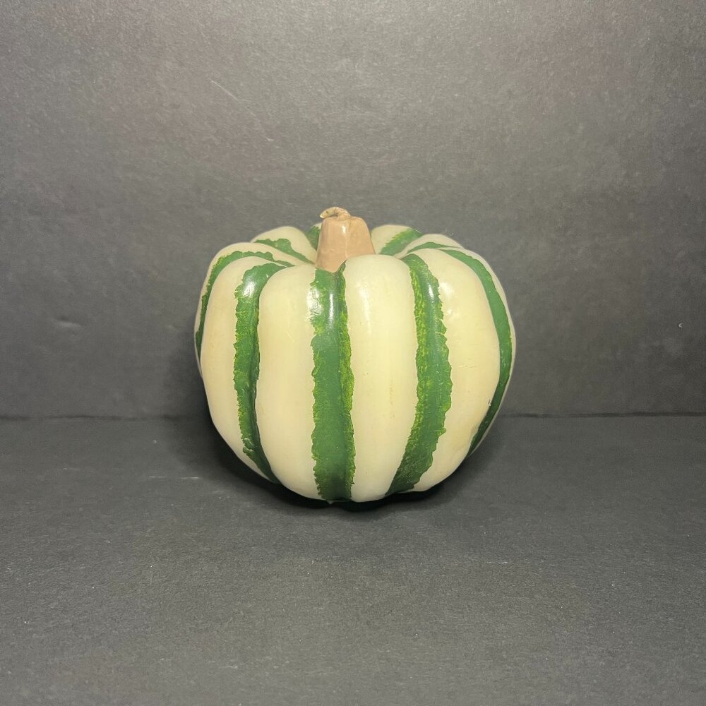 The Salem Collection Thanksgiving Green & White Pumpkin Shaped Unscented Candle